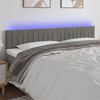 vidaXL Cabeceira de cama c/luzes LED veludo 180x5x78/88 cm cinza-claro