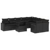 vidaXL 10 pcs conjunto sof&aacute;s de jardim c/ almofad&otilde;es vime PE preto