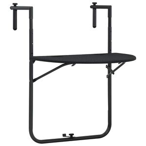 vidaXL Mesa varanda pendurar 60x64x83,5cm pl&aacute;stico aspeto vime preto