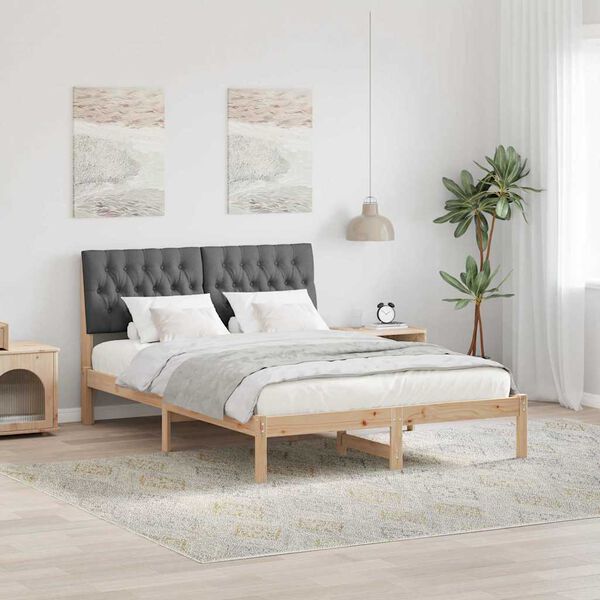 vidaXL Estrutura da Cama com cabeceira Cinza Escuro 140 x 190 cm