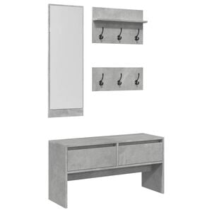 vidaXL 4 pcs conj. m&oacute;veis corredor derivados de madeira cinza cimento