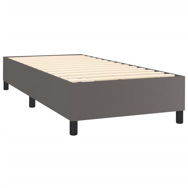 vidaXL Cama com molas/colch&atilde;o 100x200 cm couro artificial cinzento