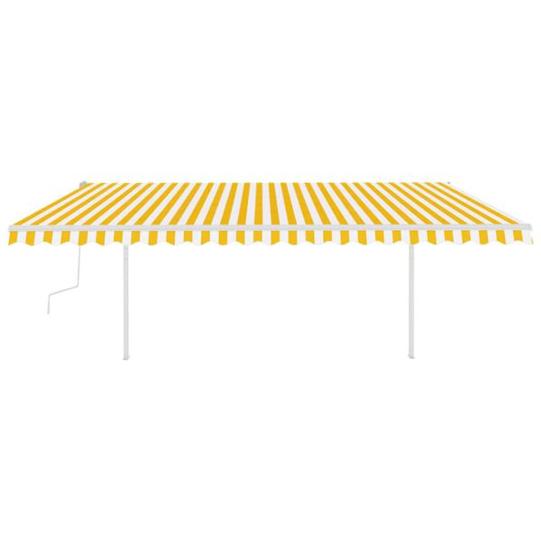 vidaXL Toldo retrátil manual com luzes LED 5x3 m amarelo e branco