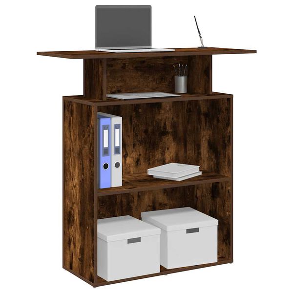 vidaXL Balc&atilde;o recep&ccedil;&atilde;o 100x40x104 cm deriv. madeira carvalho fumado