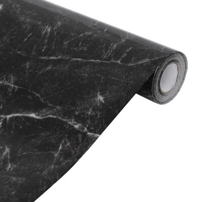 vidaXL Autocolantes para móveis 90x500 cm PVC preto mármore