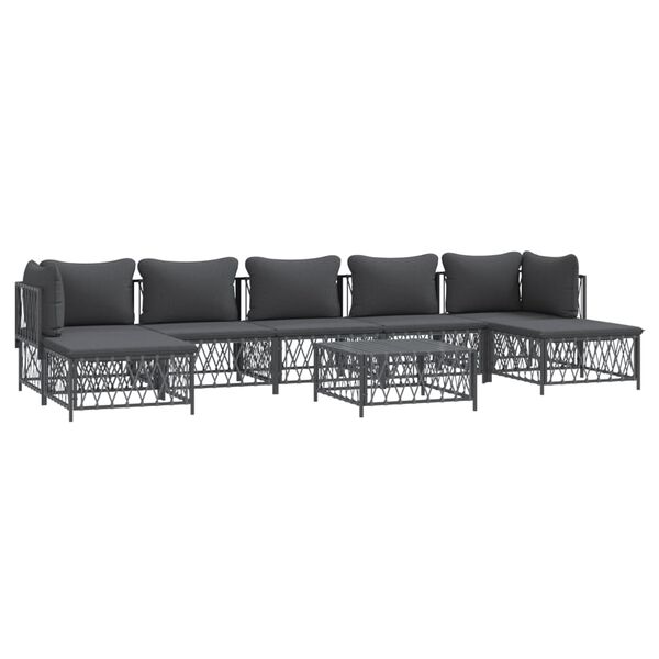 vidaXL 8 pcs conjunto lounge de jardim com almofadões aço antracite
