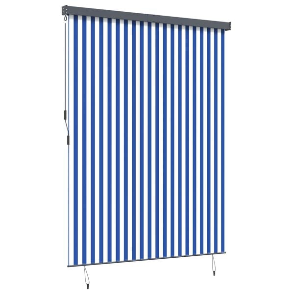 vidaXL Estores de rolo Azul e Branco 200 x 250 cm Tecido e Alumínio