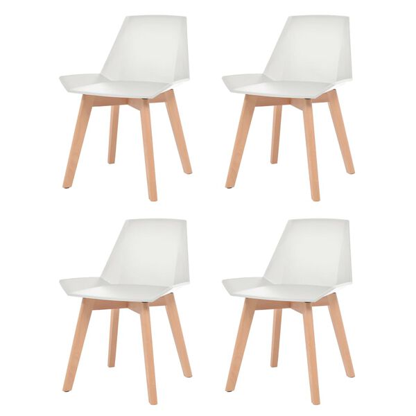 vidaXL Cadeiras de jantar 4 pcs pl&aacute;stico branco