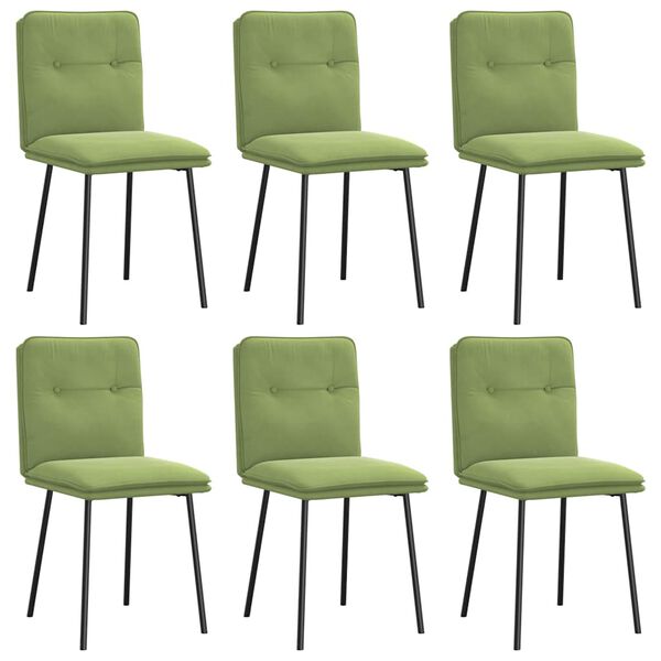 vidaXL Cadeiras de jantar 6 pcs veludo verde-claro