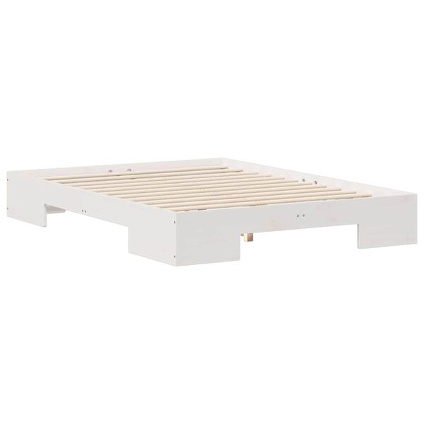 vidaXL Estrutura de cama de ch&atilde;o com armazenamento Branco 135 x 190 cm