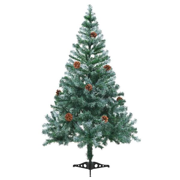 vidaXL Árvore de Natal pré-iluminada geada c/ bolas e pinhas 150 cm