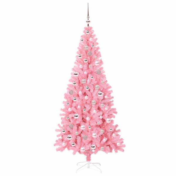 vidaXL &Aacute;rvore de Natal com 300 LEDs com suporte Rosa 210 cm PVC