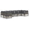 vidaXL 7 pcs conjunto lounge de jardim c/ almofad&otilde;es vime PE antracite