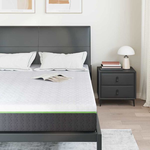 vidaXL Colch&atilde;o Branco e Cinza 140 x 200 cm Tecido Jacquard