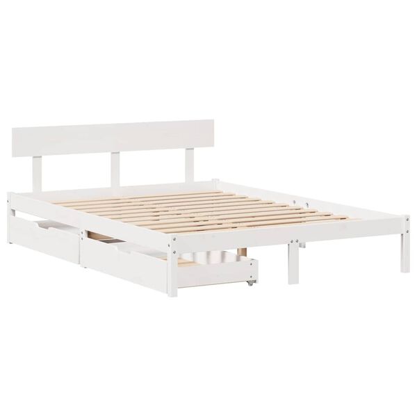 vidaXL Cama sem colchão 160x200 cm madeira de pinho maciça branco