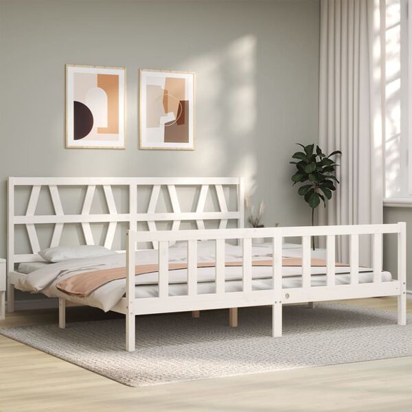 vidaXL Cama sem colch&atilde;o 200x200 cm madeira de pinho maci&ccedil;a branco