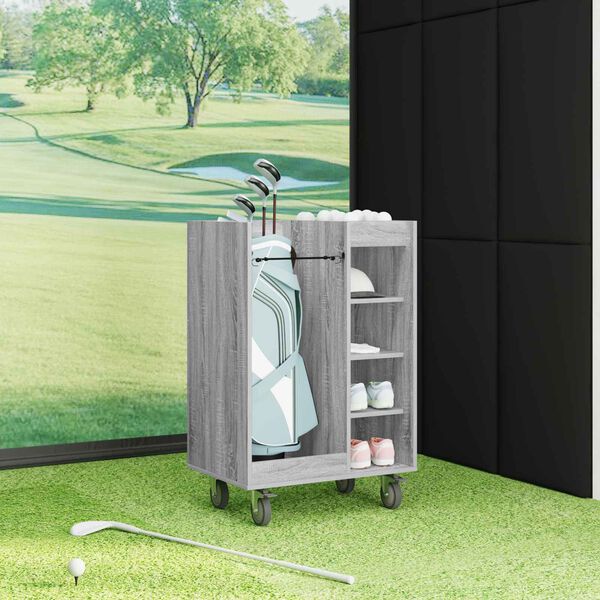 vidaXL Arm&aacute;rio de Golfe com roda Liso Cinza Sonoma 65 x 45 x 98 cm