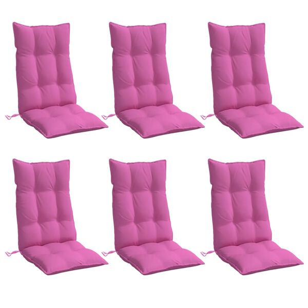 vidaXL Almofad&otilde;es p/ cadeira encosto alto 6 pcs tecido oxford rosa
