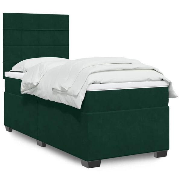 vidaXL Cama com molas/colch&atilde;o 80x200 cm veludo verde-escuro