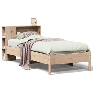 vidaXL Cama com estante sem colch&atilde;o 75x190 cm pinho maci&ccedil;o