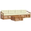 vidaXL Conjunto de Sof&aacute;s para Exterior 5 unid. Natural e Creme