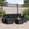 vidaXL 7 pcs conjunto de sof&aacute;s p/ jardim c/ almofad&otilde;es vime PE preto