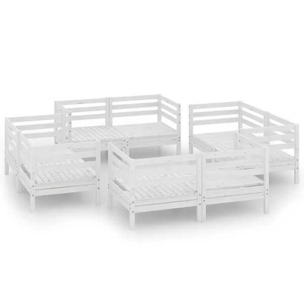 vidaXL 8 pcs conjunto lounge de jardim pinho maci&ccedil;o branco