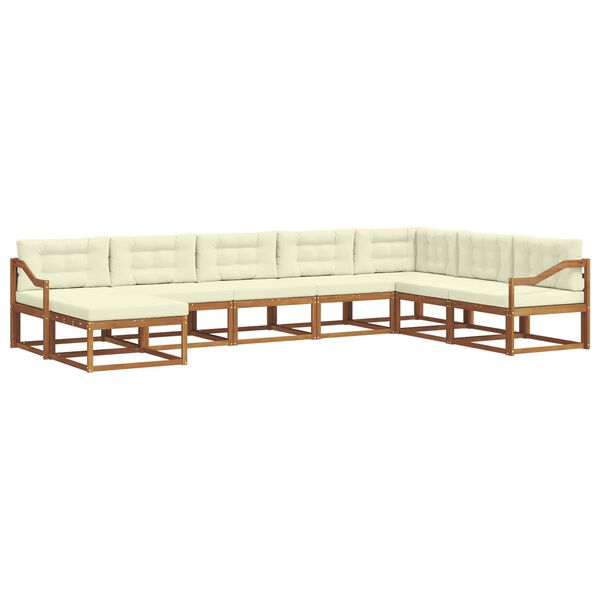 vidaXL Conjunto de Sof&aacute;s para Exterior 8 pcs Natural e Creme