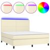 vidaXL Cama box spring c/ colch&atilde;o/LED 180x200cm couro artificial creme