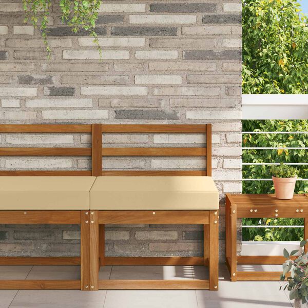 vidaXL Almofada para Sof&aacute; Externo Bege 60 x 60 x 8 cm Poli&eacute;ster