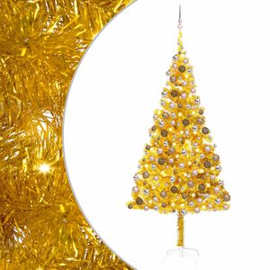 vidaXL &Aacute;rvore Natal artificial pr&eacute;-iluminada c/bolas 210cm PET dourado