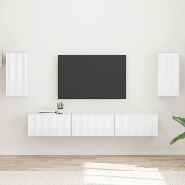 vidaXL Conjunto de m&oacute;vel de TV 5 pcs Branco Brilhante