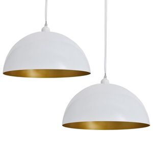 vidaXL Candeeiros de teto 2 pcs altura ajust&aacute;vel semiesf&eacute;ricos branco