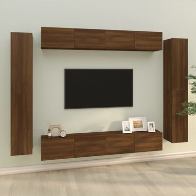 vidaXL Conjunto móveis de TV 8pcs madeira processada carvalho castanho