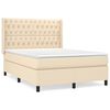 vidaXL Cama com molas/colch&atilde;o 140x190 cm tecido cor creme