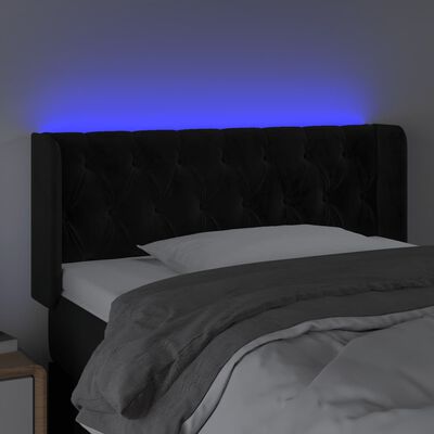vidaXL Cabeceira de cama c/ luzes LED veludo 103x16x78/88 cm preto