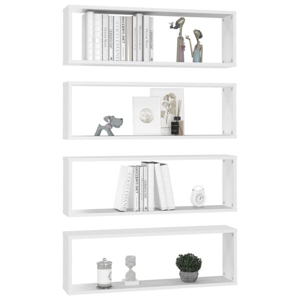 vidaXL Estantes parede c&uacute;bicas 4pcs deriv. madeira 80x15x26,5cm branco