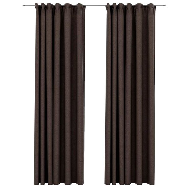vidaXL Cortinas opacas asp. linho + ganchos 2pcs 140x245cm cinza-acas.