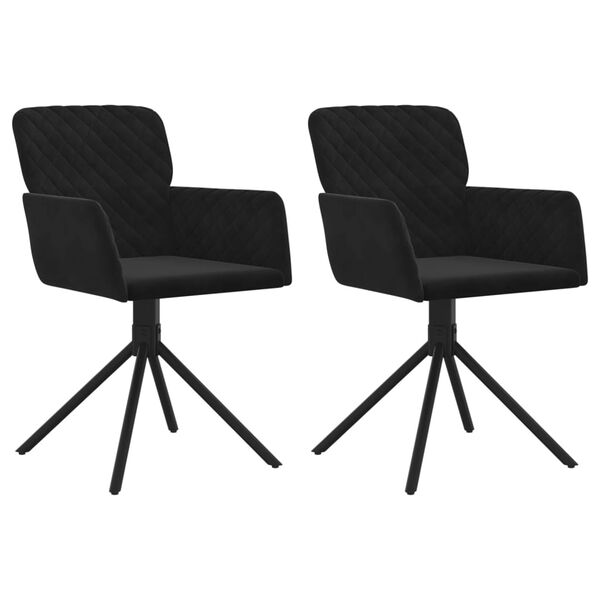 vidaXL Cadeiras de jantar giratórias 2 pcs veludo preto