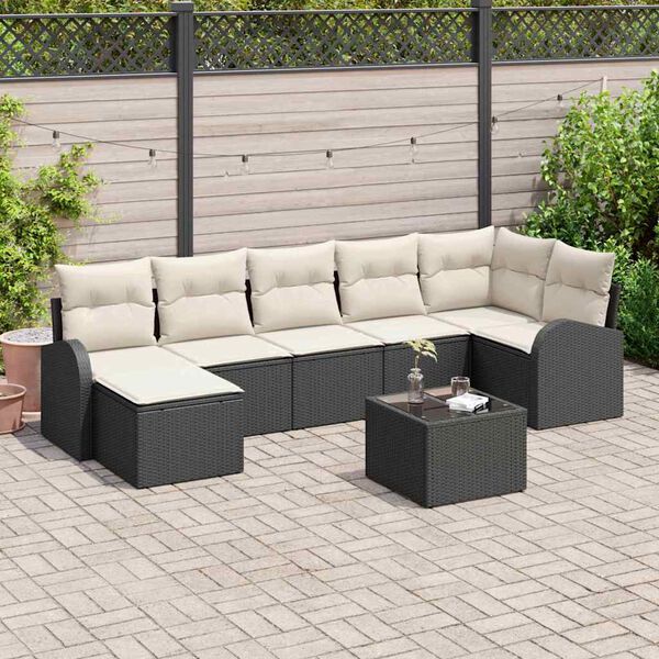 vidaXL Conjunto de Sof&aacute; de Jardim 8 pcs Preto Rattan Sint&eacute;tico
