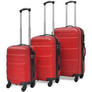 vidaXL Conjunto de tróleis estojo rígido 3 pcs 45,5/55/66 cm vermelho