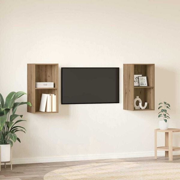 vidaXL Conjunto de m&oacute;vel de TV 2 pcs Carvalho Artesanal