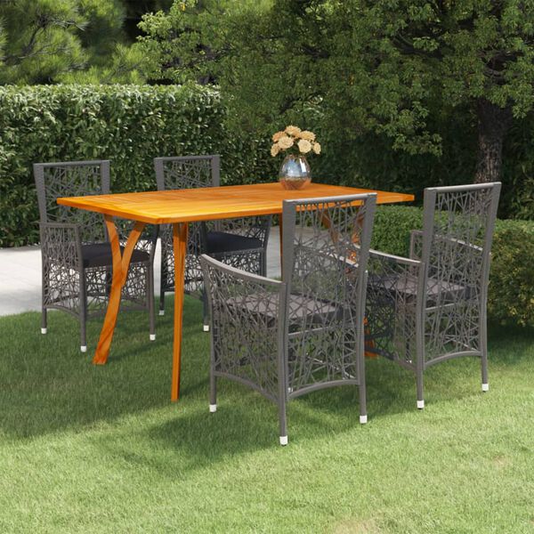 vidaXL 5 pcs conjunto de jantar para jardim cinzento