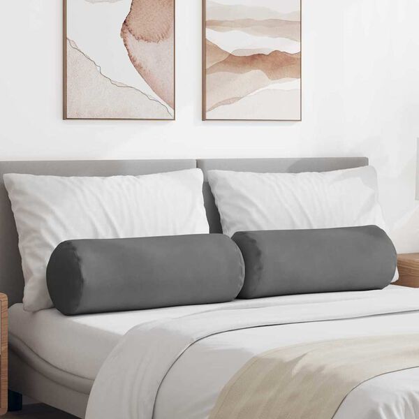 vidaXL Almofadas de Apoio 2 pcs Cinza Escuro Ø 25 x 70 cm