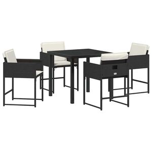 vidaXL Conjunto de Jantar para Jardim 5 pcs Preto vime PE