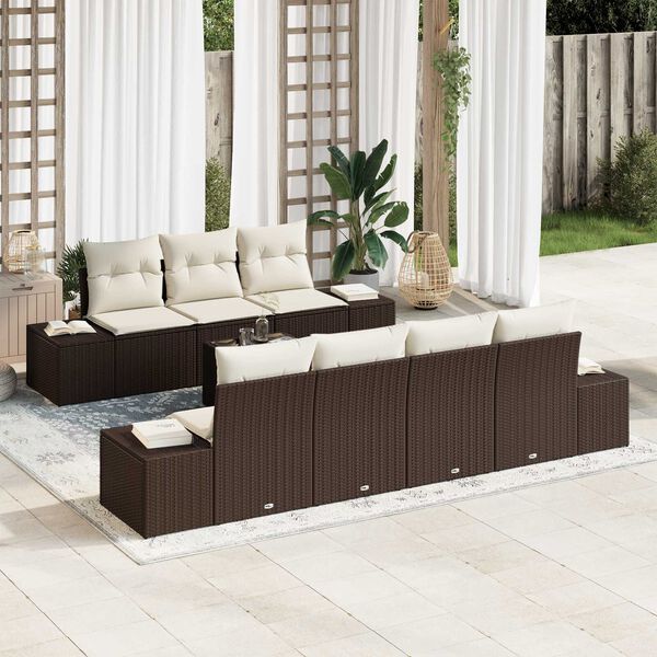 vidaXL Conjunto de Sofá de Jardim 8 pcs Castanho Rattan Sintético