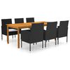 vidaXL 7 pcs conjunto de jantar para jardim preto