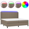 vidaXL Cama box spring colch&atilde;o/LED 200x200cm tecido cinza-acastanhado
