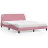 vidaXL Cama com colch&atilde;o Dover 160x200 cm veludo rosa