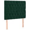 vidaXL Cabeceira de cama c/ LED veludo 100x7x118/128 cm verde-escuro
